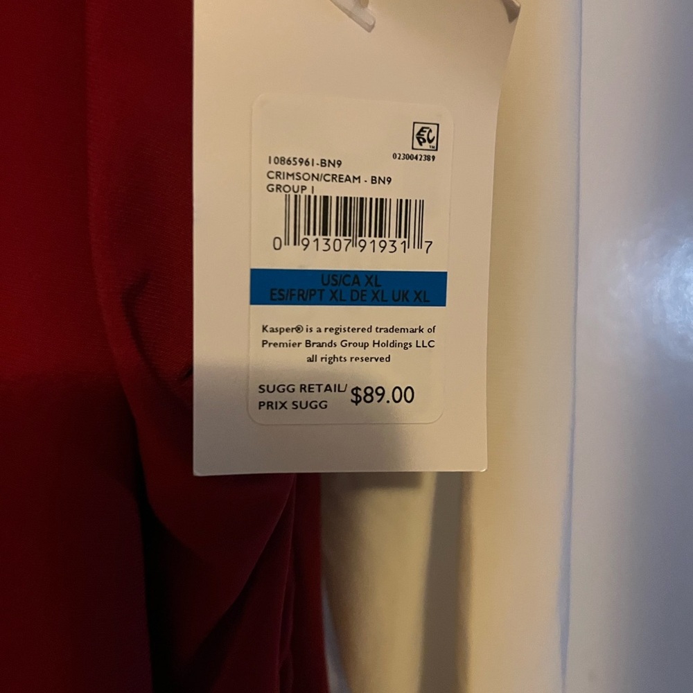 Kasper Red and White Long Sleeve Dress - Picture 2 of 2